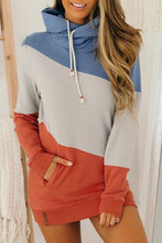 Load image into Gallery viewer, Asymmetrical Triple Colorblock Cowl Neck Hoodie