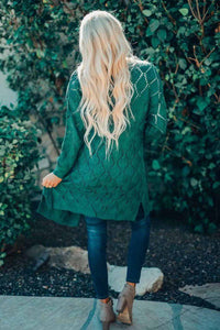Green Knit Cardigan w/side slits