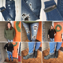 Load image into Gallery viewer, Distressed Camo Patched Jeans
