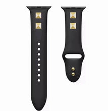 Load image into Gallery viewer, Black Rubber Studded Watch Band