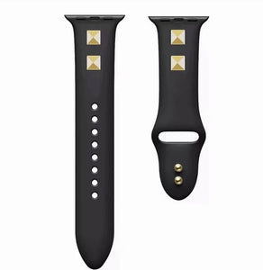 Black Rubber Studded Watch Band