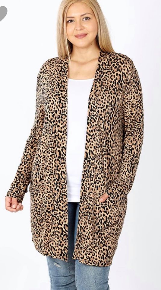 Leopard Front Pocket Cardigan