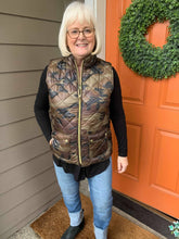 Load image into Gallery viewer, Camo Puffer Vest with Gold Accents