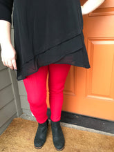 Load image into Gallery viewer, Black Front Overlap Chiffon Contrast Tunic