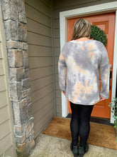 Load image into Gallery viewer, Soft Tie-Dye V-Neck Top Charcoal Mix
