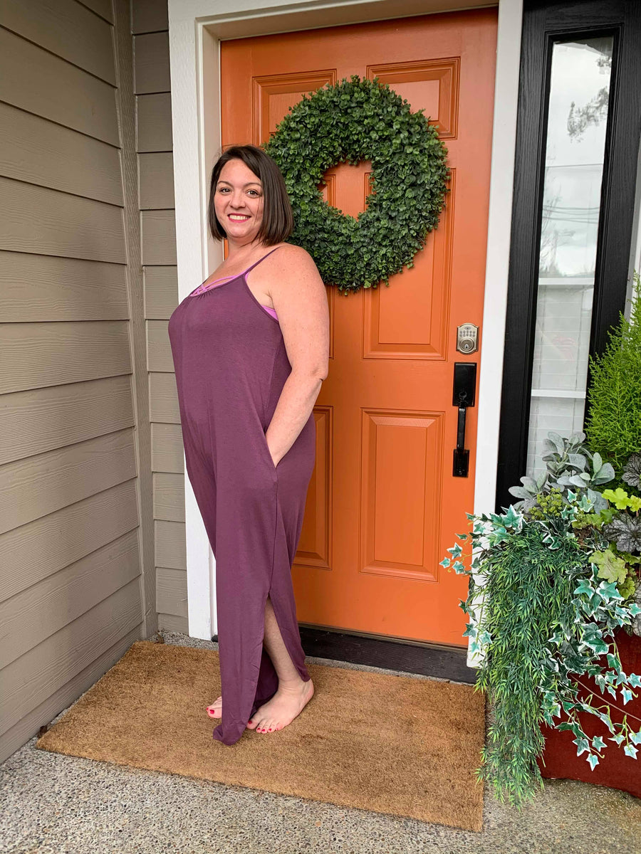 Eggplant Romper Worn & Refined