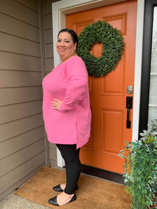 Candy Pink Brushed Thermal Waffle Tunic