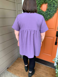 Lilac Woven Empire Waist Shirring Top