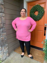 Load image into Gallery viewer, Candy Pink Brushed Thermal Waffle Tunic