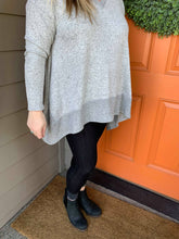 Load image into Gallery viewer, Heather Grey V-Neck Tunic with Fishtail Hem
