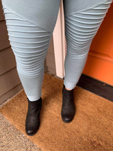 Load image into Gallery viewer, Blue Grey Moto Leggings