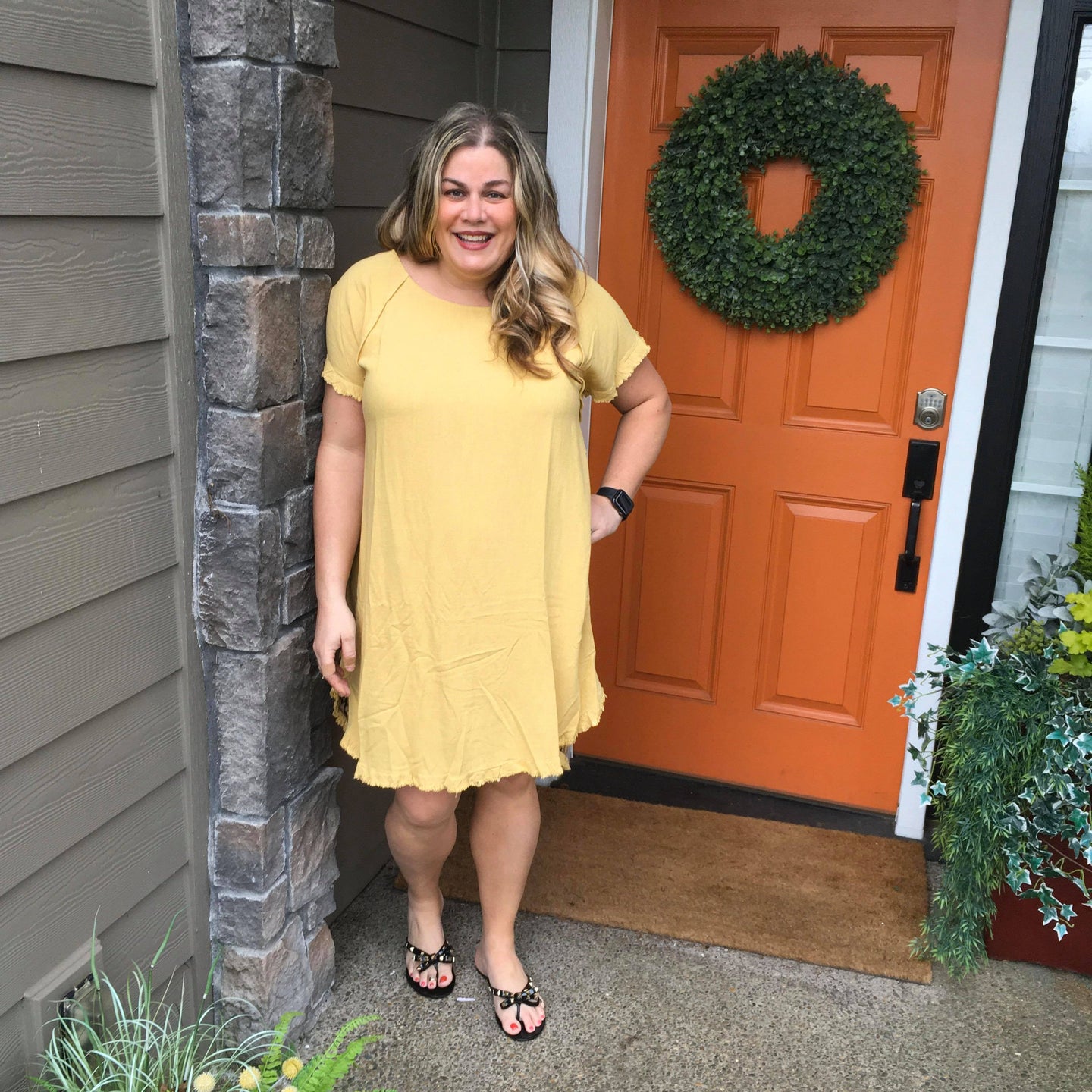 Golden Yellow Dress with Leopard Back