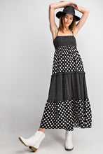 Load image into Gallery viewer, Black with White Polka Dot Smocked Dress