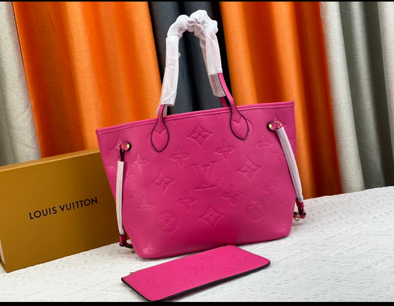 Louis+Vuitton+Neverfull+Tote+MM+Pink+Leather for sale online