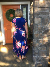 Load image into Gallery viewer, Royal Floral Wrap Dress with High Low Hem
