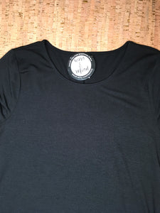 Black Round Neck Short-Sleeve Tunic