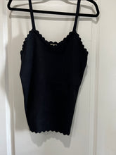 Load image into Gallery viewer, Black Scallop Edge Knit Tank