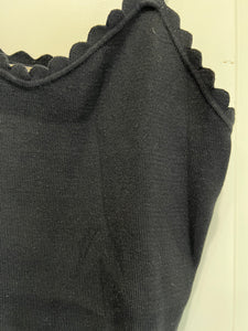 Black Scallop Edge Knit Tank