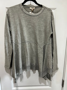 Washed Gray Top w/Uneven Hem