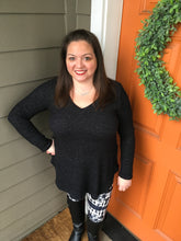 Load image into Gallery viewer, Black V-Neck Sweater Tunic