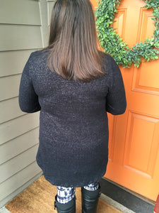 Black V-Neck Sweater Tunic