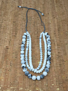 Multi Strand White Marble Necklace