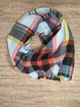 Load image into Gallery viewer, Orange &amp; Cream Blanket Scarf