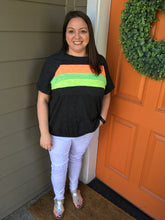 Load image into Gallery viewer, Short Sleeve Charcoal w/ Neon Detail Lightweight Sweatshirt Tunic
