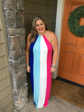 Load image into Gallery viewer, Color Block Tunnel Neck with Keyhole Back Maxi Dress