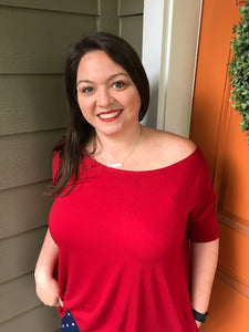 Red Short Sleeve Boxy Top