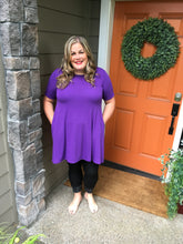 Load image into Gallery viewer, Purple Round Neck Short-Sleeve Tunic