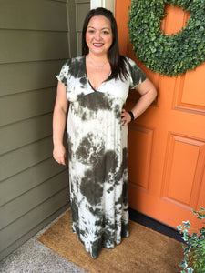 Green Tie Dyed Maxi Dress