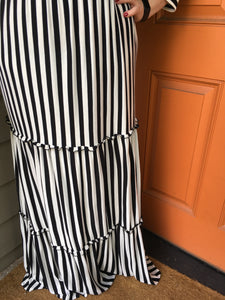 Stripe Three Tiered Maxi Dress