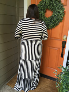 Stripe Three Tiered Maxi Dress