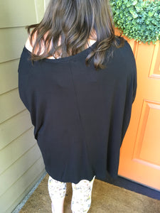 Black Short Sleeve Slouch Boxy Top