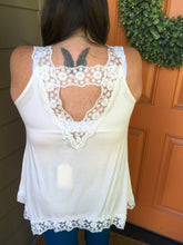 Load image into Gallery viewer, White Lace Tank Top with Triangle Back