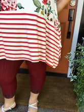 Load image into Gallery viewer, Red Floral &amp; Stripe Tunic