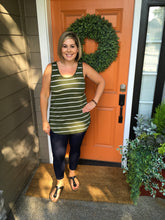 Load image into Gallery viewer, Army Green Tunic Tank with White Stripes