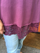 Load image into Gallery viewer, Eggplant Tunic w/Lace Trim