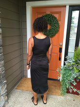 Load image into Gallery viewer, Black High Low Ruched Front Maxi Dress