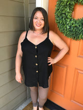 Load image into Gallery viewer, Black Linen Tank Top w/ Buttons &amp; Adjustable Straps