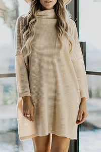 Cowl Neck Long Sleeve Pocketed Knit Mini Dress/Tunic