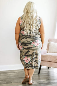 Plus Size Camo & Floral Maxi Dress