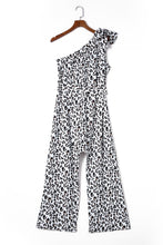 Load image into Gallery viewer, Leopard Print Asymmetric One Shoulder Pocket Loose Jumpsuit