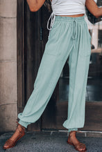 Load image into Gallery viewer, Pre-Order Green Drawstring High Waist Pockets Joggers