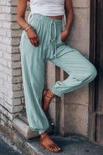 Load image into Gallery viewer, Pre-Order Green Drawstring High Waist Pockets Joggers