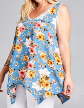 Load image into Gallery viewer, Denim Blue Floral Tank