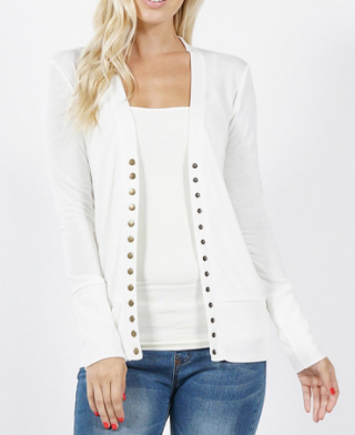 White snap cardigan best sale