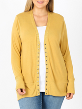 Load image into Gallery viewer, Light Mustard Long Sleeve Snap Cardigan