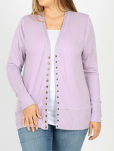 Load image into Gallery viewer, Dusty Lavender Long Sleeve Snap Cardigan
